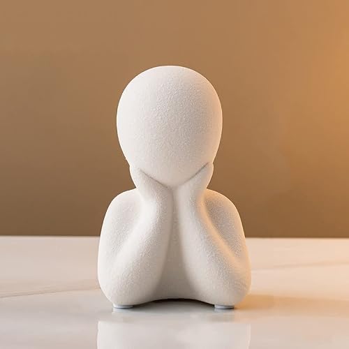 Lifexquisiter Ceramic Abstract Thinker Figurine Statue Showpiece, White Thinking Sculpture Modern Art Ornament Showpiece For Bookshelf Desktop Nightstand Home Office Hotel Bar Decor #TOP11