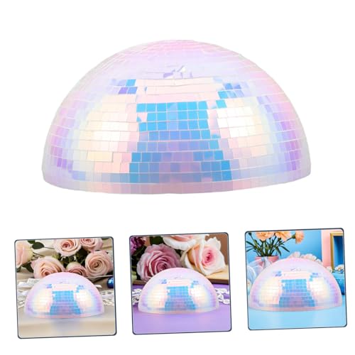 Bola espejada de medio globo INOOMP para decoración disco, 8 pulgadas, reflectante, de espuma y plástico, durabilidad excepcional, decoración versátil miniatura 7