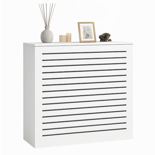 KAFHGEIN Cubre Radiadores Modernos de Madera, Cubreradiador Blanco con Estante Radiador Flotante, Mueble Radiador Decorativo para(15.7x7.8x11.8)