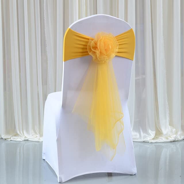 10/50 Stück Organza Stuhl Schärpen Elastische Stuhl Rückenlehne Blume Fliege Hochzeit Stuhl Knoten für Hochzeit Party Dekoration