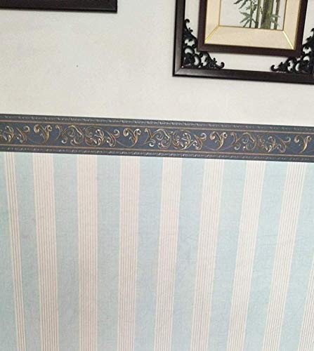 Upredo 3D Decorative Floral Molding Wallpaper Border Peel Stick Waterproof Wall Ceiling Border For Bathroom Kitchen Backsplash Tiles Sticker,4 Inch By 16.4Ft (Navy) #TOP4