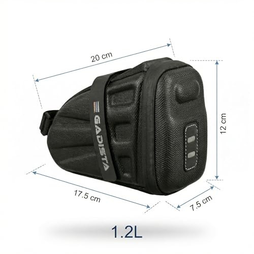Sacoche de selle VTT imperméable GADISTA coque rigide compacte de 1,2 litre
