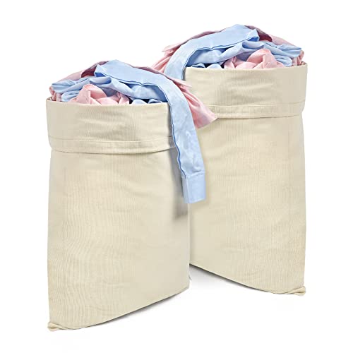 OTraki Bolsas Ropa Sucia de Tela 2PCS 50x70cm Bolsa Ropa Sucia Grande Duradero Transpirable Saco Tela con Cordón Multifuncional Reutilizable para Viaje, Casa, Senderismo, Camping