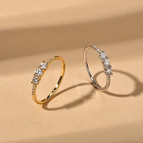 LAVALE Round Cut Moissanite Wedding Band for Women, Brilliant D Color VVS1 Clarity Classic Lab Created Diamond Solitaire Ring 18K White Yellow Rose Gold Vermeil 4 Claw Knife Edge Moissanite Rings3