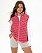Gacaky Women's Striped Vest Winter Warm Cropped Stand Collar Full Zip Sleeveless Fleece Jacket Zip Gilet Fashion Trendy Tops Red XL