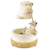 LemonRoad 2 soportes espaciadores flotantes dorados para tartas, 8 pulgadas, 10 pulgadas, 12 pulgadas, soporte redondo para tartas de boda, exhibición de postres para centro de mesa de cumpleaños