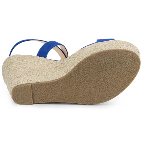 Allegra K Allegra K Women's Slingback Crisscross Espadrille Wedge Heel Royal Blue Sandals 7.5 M US