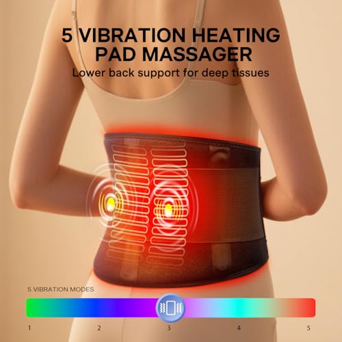 ALLJOY 67" Heating Pad for Back Pain Relief FSA Eligible HSA, Plug-in Lower Back Massager with 3 Heat 5 Vibration Back Lumbar Support Wearable Heating Pad for Cramps, Christmas Gifts for Women Men - Image 5