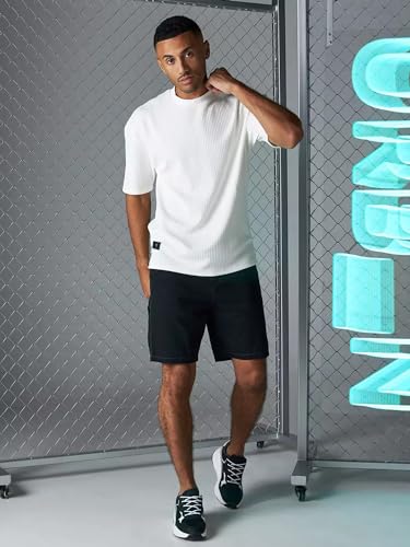 Image of Maniac || Mens || Solid || Round Neck || Half Sleeve || Seersucker || Cottonblend || Oversized || T-Shirt