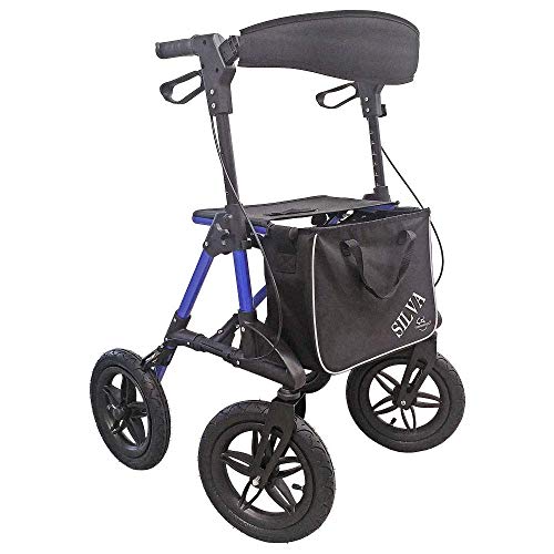 FabaCare Outdoor Rollator Silva mit Luftbereifung, Leichtgewichtrollator faltbar, bis 136 kg