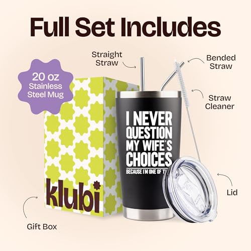 Gifts For Husband Birthday Gift - I Never Question My Wife's Choices 20oz Dad Travel Coffee Tumbler Mug Best Husband Ever Gifts - Fathers Day Gift from Wife Mens Anniversary Birthday Gift Hubby Cup - Image 3