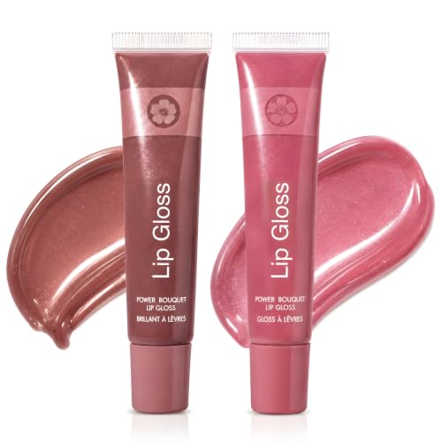 Image of Glass Kiss Lip Gloss Combo Pack of 2 | Korean Hydrating Juicy Jelly Lip Gloss | Non-Sticky High Shine Glass Lips | Moisturizing Gloss for Soft & Plump Lips | Long Lasting, ESPRESSO + POWER PETALS
