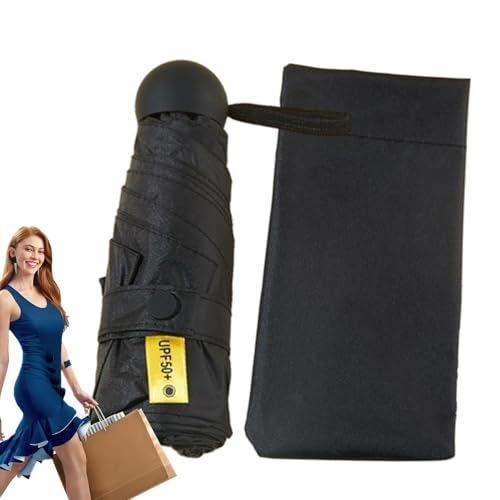 Nuyhgtr Mini paraguas para bolso, mini paraguas para lluvia y sol, lluvia y sol, impermeable, resistente al viento, compacto para mujeres y niñas, Obsidian Black-6 Bone 50% de descuento manual, Refer