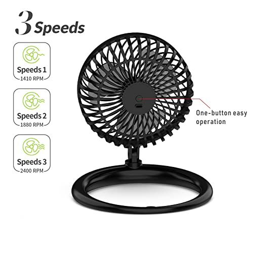 Mcelitor Small Desk Fan, 8-Inch Usb Fan Small Quiet Personal Table Fan For Bedroom Office Home, Foldaway, Adjustable 540-Degree Angle, 3 Speed, 5Ft Cord (Black) #TOP6