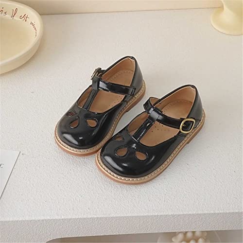 Girls Small Leather Shoes Hollow Breathable Princess Shoes Dress Shoes Little Child Big Kids Kids Buckle Strap Sandals (Black, 13 Little Child)3