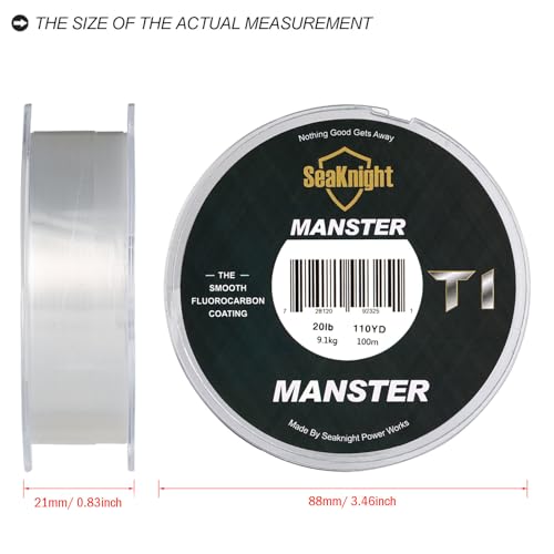 Seaknight T1 Fluorocarbon Coated Clear Fishing Line 100m/110yds Carp Fishing Line Transparent Invisible Monofilament Fast Sinking Leader Line for Saltwater Sea Fishing 3-35LB - Image 3