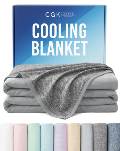 Image of Cooling Blanket for Hot Sleepers - Cold Blanket Throw Size - Double-Sided, Ultra Cool for Summer, Night Sweats & All Seasons - Soft, Lightweight & Breathable for Bed or Couch - Dark Grey, 50 inch x 60 inch