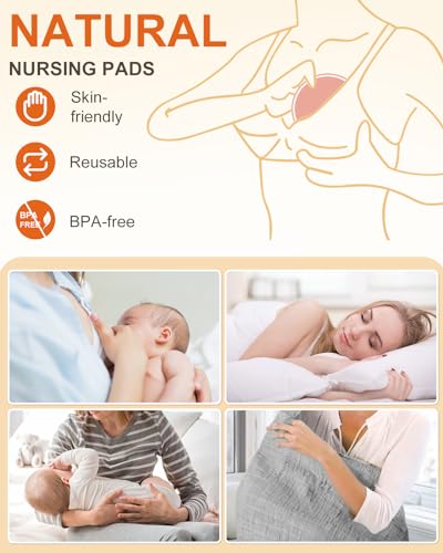 Miniatura 7 de Lictin Almohadillas De Lactancia-10 Piezas Bambú Orgánicos Almohadillas De Lactancia Reutilizable 12cm Súper Suaves Y Absorbentes Discos De Lactancia Con Bolsa De Lavandería Y De Organizadores