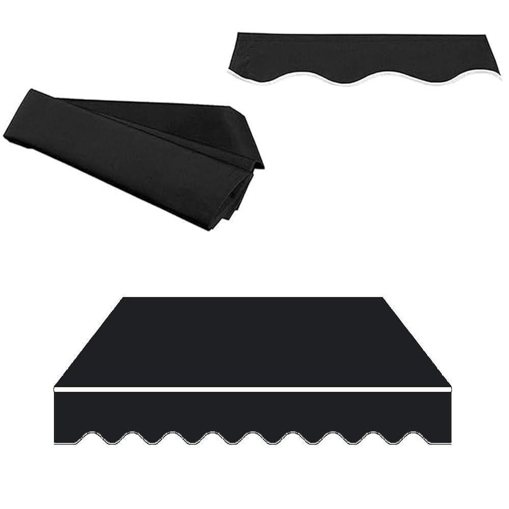 Ning Retrattile Tessuto di ricambio 4 x 2,4 m – Copertura per porta finestra e veranda (nero, 3 x 1,5 m) – Protezione esterna per casa e giardino
