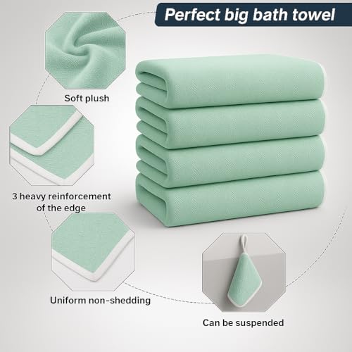 Image of Cortina Jacquard Design MicrofiberTowels for Bath Large Size-Super Soft Coral Fleece Bathing Towel with Hook Quick Dry Super Absorbent-Bath Towel for Men and Women-70x140 cm [ Light Blue ]