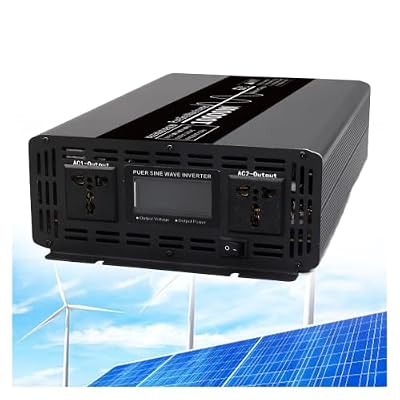 Pure Sine Wave Inverter, 10000Watt Power, 12V/24V/48V DC to 110V/220V AC Car, with LCD Display for RV Truck Solar Travel Camping(48v)