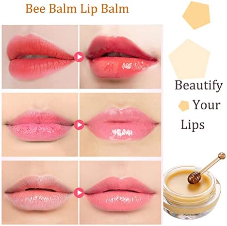 2Pcs Honey Bee Lip Balm,Honey Lip Mask,Sleep Lip Mask,Hydrating Prevention Dry and Cracked Lip