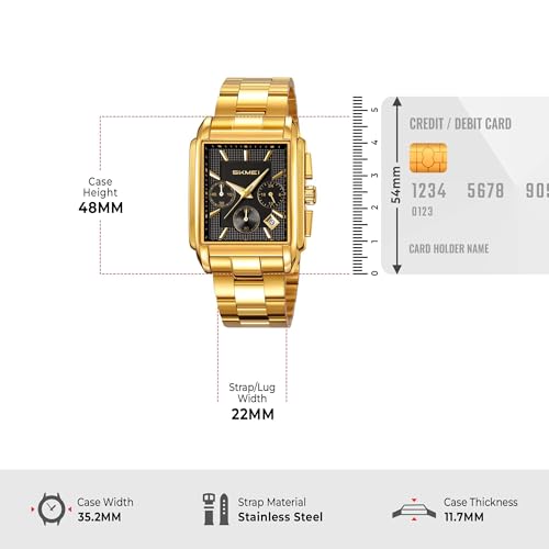 Image of SKMEI Luxury Digital Watch for Men - Quartz Analog-Digital Display, Stainless Steel & Leather Strap, Waterproof 3ATM, Stopwatch, Date, Stylish Fashion Watch for Casual & Formal Wear - 2339