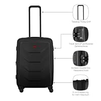 WENGER Prymo Medium Hartschalenkoffer mit 4 Rollen, Trolley, Mittelgroß, 59 (67) l, Sicherheitsschloss, Damen Herren, Reisen Urlaub, Schwarz, 612537 – Ansicht 4