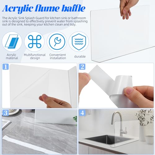 Fregadero de acrílico Garneck con protector antisalpicaduras y bloqueador elevado transparente 4