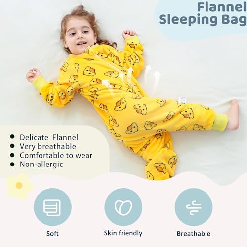 Image of MICHLEY Flannel Sleeping Sack,Baby Sleeping Bag Wearable Blankets 9M-6Y | Toddler Clothes,Unisex Pajamas, Long Sleeve,Zipper, For Autumn Winter,Suitable Girls And Boys,Warm & Breathable
