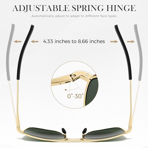 SUNGAIT Real Glass Lens Sunglasses Military Style Pilot Aviator HD Shades with Upgraded Spring Hinge Bayonet Temples4