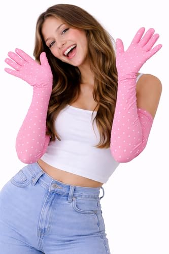 Image of Women's Driving Gloves, Printed Cotton Full Hand Summer Gloves for Protection from Sun Burn /Heat /Pollution (Pack of 1 Pair)