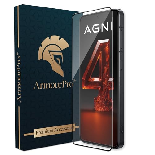 Image of ArmourPro Military Grade Gorilla Tempered Glass Screen Protector for Lava Agni 4 5G (6.78 Inch) With Easy Installation Kit| Edge-To-Edge Protector Coverage |Black