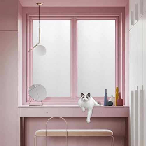 Vinilo para Ventanas Efecto 90 x 330 cm, No Adhesiva, Esmerilado, Electrostática Protección contra, Translúcido Lamina Privacidad, para Dormitorio Oficinas, Blanco Mate