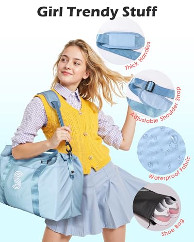 Image of Trendy Stuff for Teen Girls,Initial Duffel Bag, Cool | Kids Travel Weekender Bag, Monogram Overnight Bags, Friend Birthday Gifts, Pre Tee Girl Gift (Letter L)
