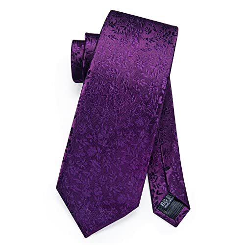 Image of DiBanGu Mens Paisley Tie Set Silk Woven Jacquard Necktie and Pocket Square Cufflinks Gift Set for Wedding Bussiness