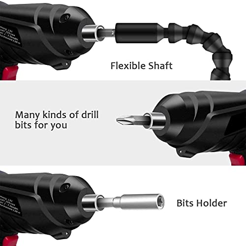 Image of 47 Pcs Electric Screwdriver Bit Set, 4.2V 3.2Nm, Front LED Light, Flexible Shaft, 3.2Nm Maximum Torsion Power Screwdriver with USB Rechargeable Cable Carrying Case, for Household Repair Tool (AA)