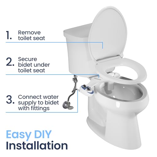 LUXE Bidet NEO 185 - Dual Nozzle, Self-Cleaning, Non-Electric Bidet Attachment for Toilet Seat, Adjustable Water Pressure, Rear & Feminine Wash (Gold)