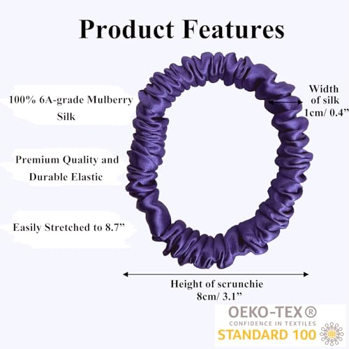 Image of VLOMOT 6 Pcs Set 100% Pure Mulberry Silk Hair Scrunchies Hair Ties with 6 Chic Colors Everyday Skinny Scrunchies Silk Ponytail Holders Hair Care No Damage (Pastel)