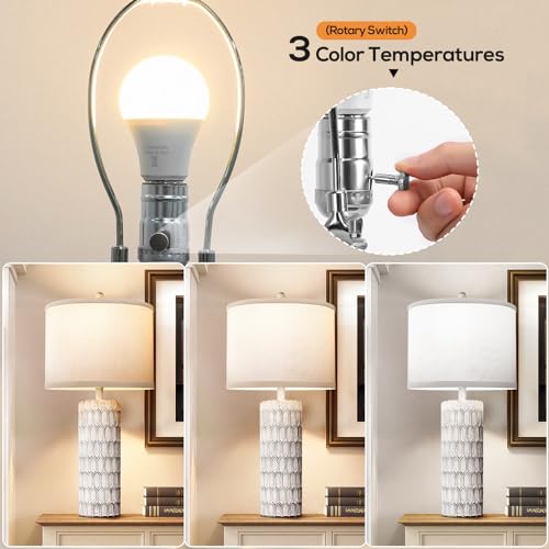 Spclsim 26 Inch Farmhouse Table Lamps For Bedrooms Set Of 2, Rustic End Table Lamps For Living Room With 3 Color Temperatures thumb #8