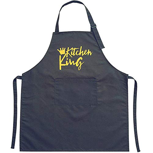 Abteata Küchenschürze mit Taschen und extra langen Bändern, 100 % Baumwolle 32x28inch Kitchen King Cover