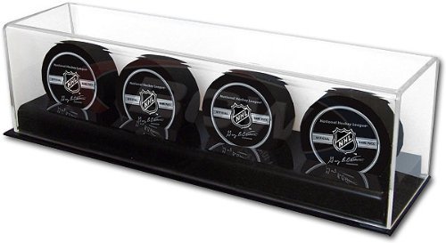Collectible Size Deluxe Acrylic 4 Hockey Puck Display Case Holder