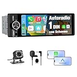 Hexinex Autoradio Bluetooth 1 DIN con Schermo CarPlay & Android Auto Wireless FM Tipo-C Comandi al Volante