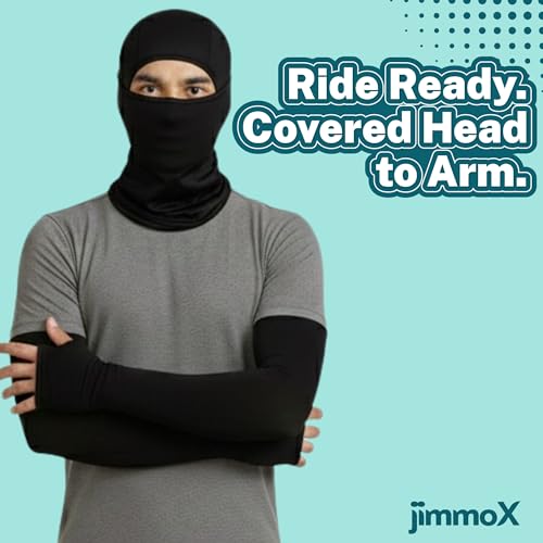 Image of Balaclava Full Face Mask with Arm Sleeves for Men & Women | UV Protection Cooling Combo for Bike Riding, Cycling, Running & Outdoor Sports | Breathable Quick Dry Stretchable Riding Gear