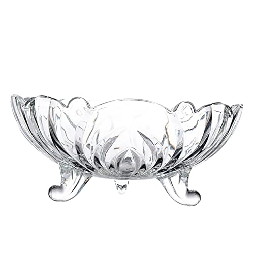 LABRIMP Tripod Glass Fruit Plate Footed Trifle Bowl Salad Bowls Cake Decorating Glass Tray Cake Container Clear Glass Bowls Clear Mixing Bowls Dessert Bowls Desktop Fruit Bowl
