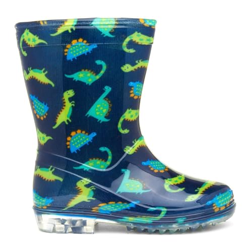 Shoe Zone - Boys Navy & Green Dinosaur Welly - Size 6 Child UK - Multicolour