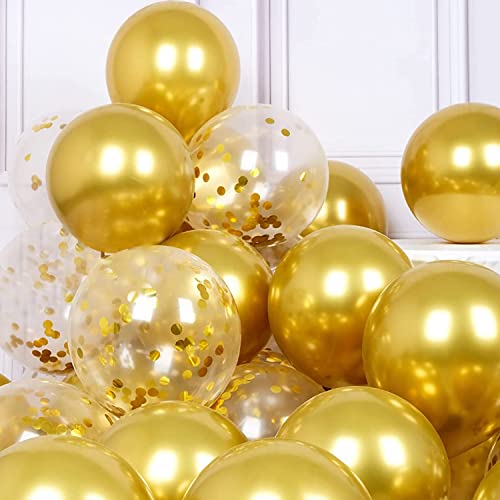 Image of AMFIN Confetti Balloons for Decoration /Confetti Combo Balloons /Birthday Confetti Balloons /Confetti Gold Balloons /Gold Theme Decoration /Party Gold Balloons /Anniversary - Pack of 200