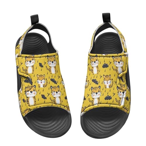 Toddler Boys Hook and Loop Sandals with Print, Non-slip, Stable, Lightweight, for Playing and Walking