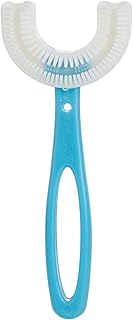 Kids U-Shaped Toothbrush - 360° Silicone U-shaped Toothbrush, Children's U-shaped Toothbrush Soft Toothbrush, Teeth Cleaning Toothbrush for Toddlers and Children (Blue, Long handle)