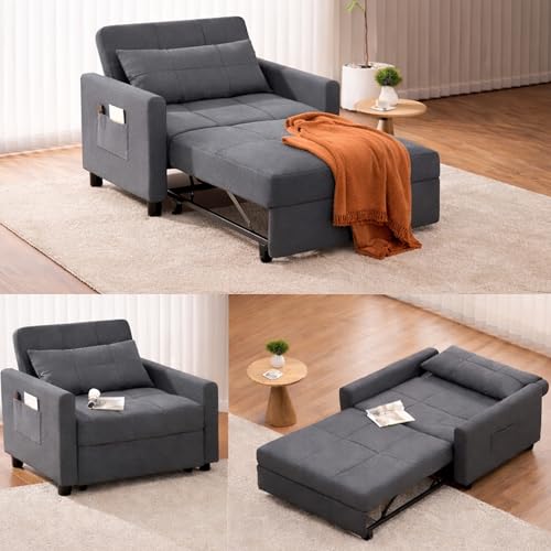 Ahomly Convertible Sofa Bed, 3-in-1 Multi-Functional Sleeper Chair Bed, Adjustable